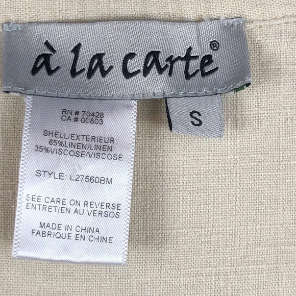 à la carte Dress Linen Cotton Blend Snap Button Fray Raw Hem Size Small - Picture 3 of 14